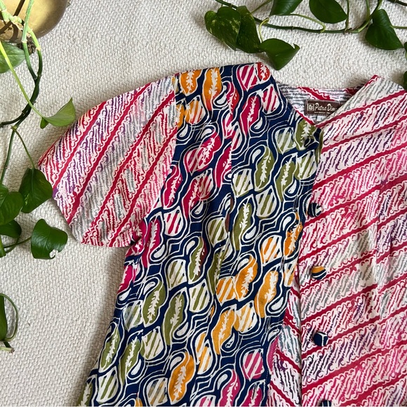 Vintage 90s Patchwork Tribal Print Button Down Shirt - Picture 4 of 6